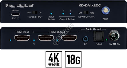 Key Digital KD-DA 1x2 DC   - salony w Katowicach i Toruniu zapraszają - profesjonalne systemy audiowizualne